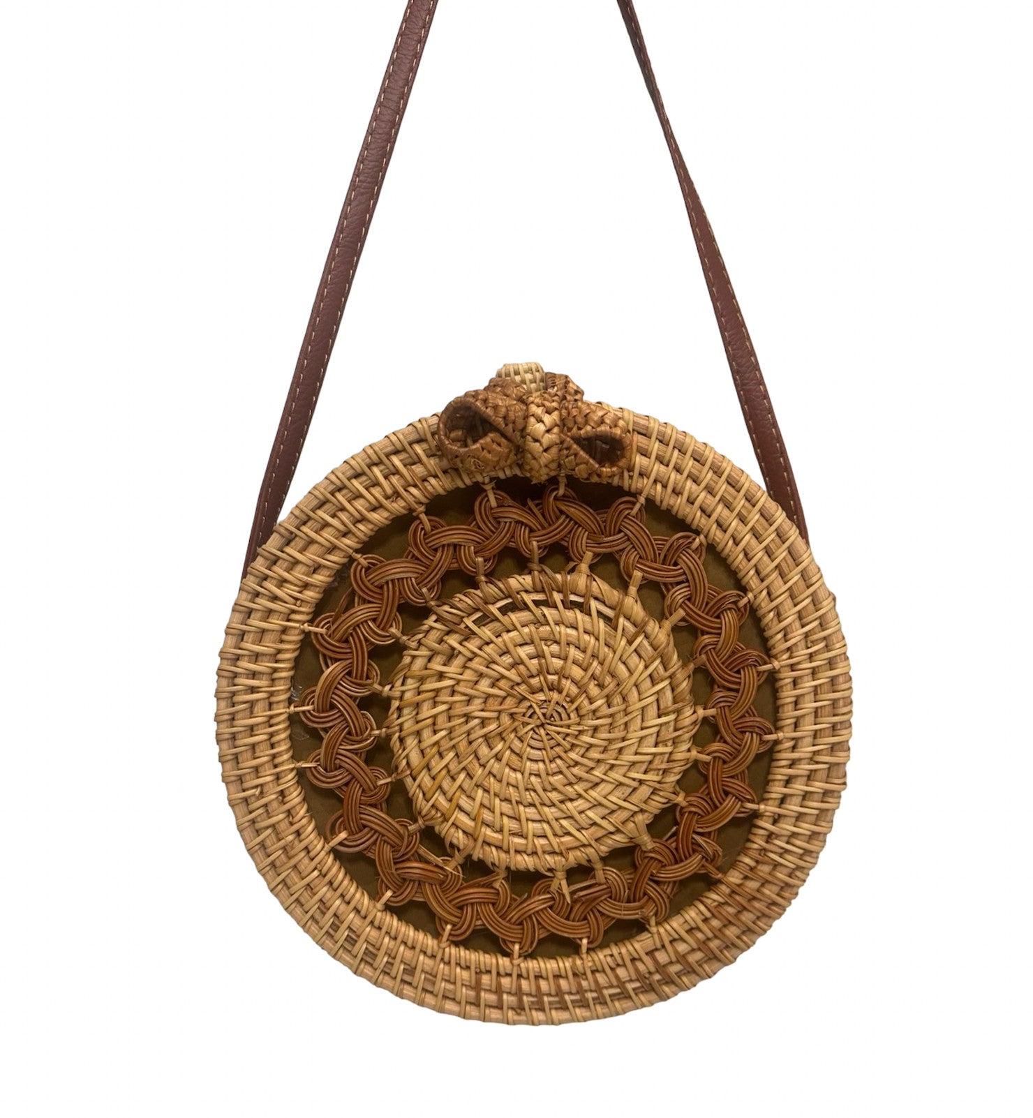 Shaddow and Fish Jolene Round Bow Detail Luxe Bag Tan