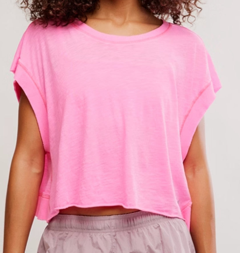 Free People My Time Tee Hot Pink