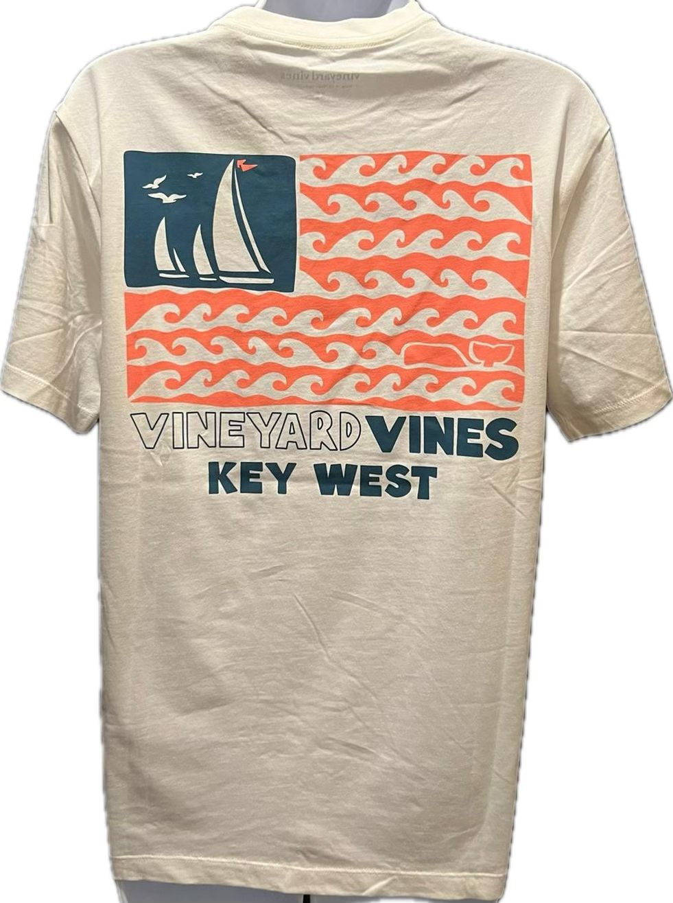 Vineyard Vines Sailboat Flag Key West Pocket Tee SS White Cap