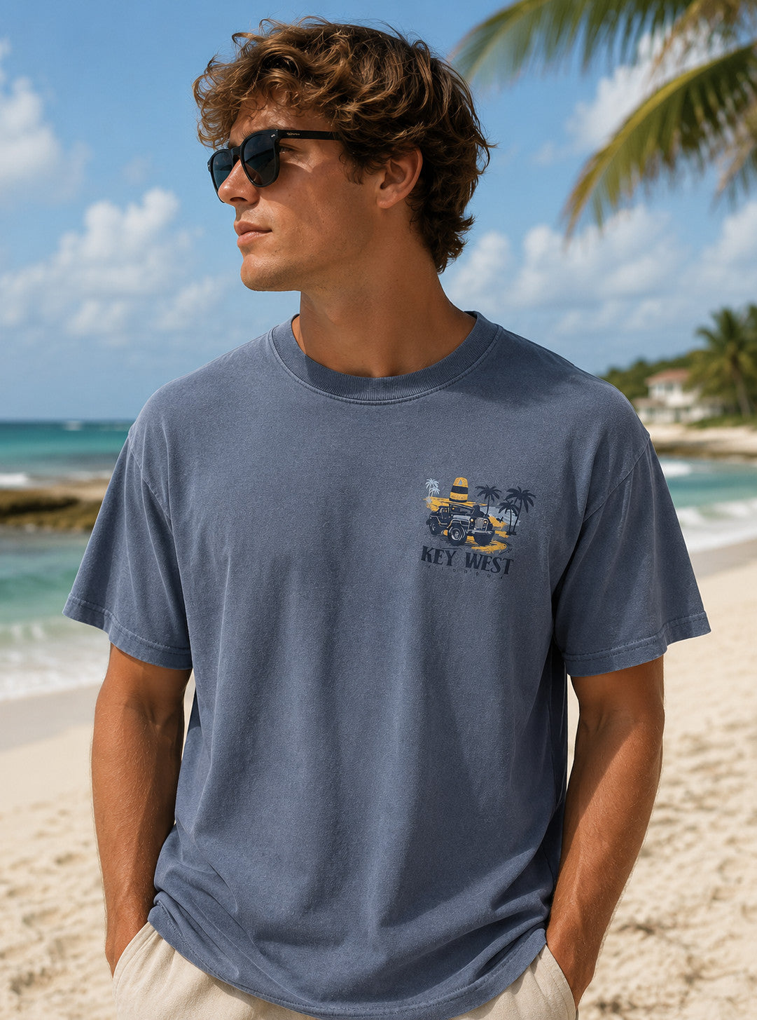 Shaddow and Fish Plot Stop Jeep Key West SS Tee