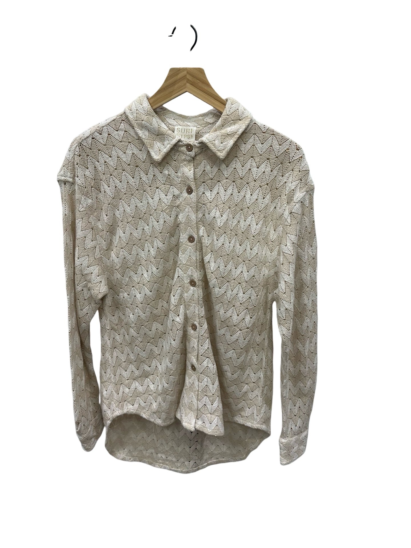 Surf Gypsy Texture Stripe Woven Button Up Cabana