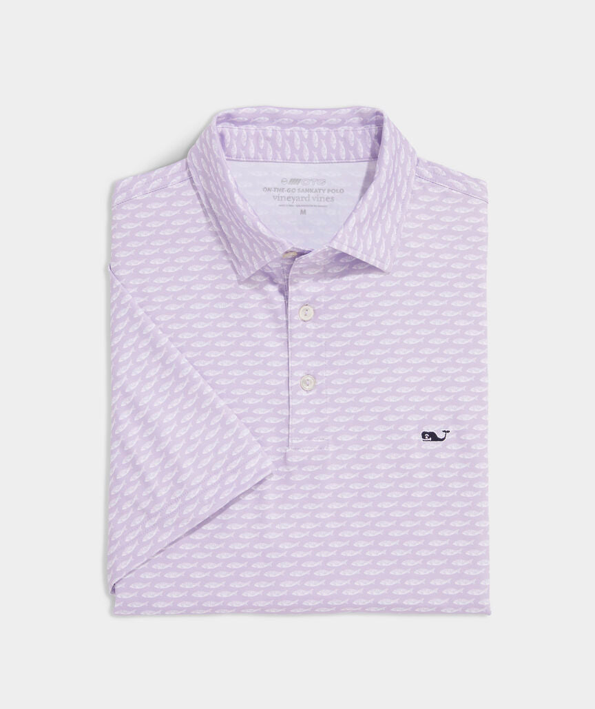 Vineyard Vines Printed Sankaty Performance Polo Carved Fish - Iris