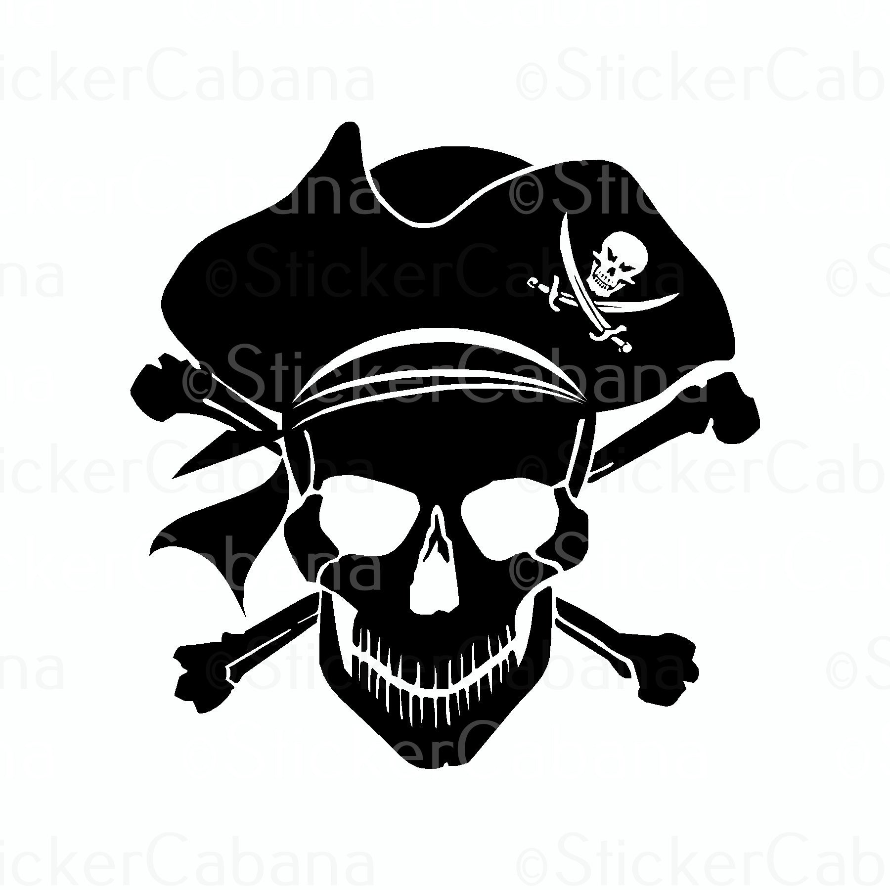 Sticker Cabana Skull Crossbones Pirate Large Sticker