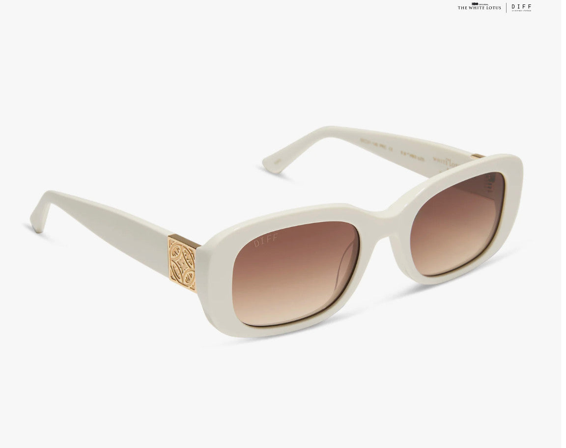 Diff Italy Ivory Frame w/ Brown Gradient Lens Sunglasses