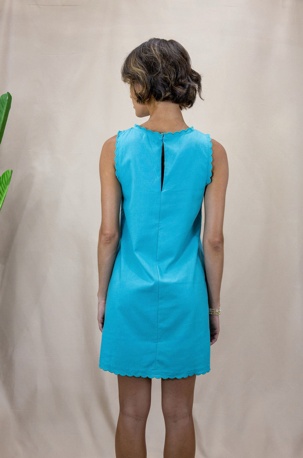 Shaddow and Fish Brenda Scalloped Mini Dress Pacific