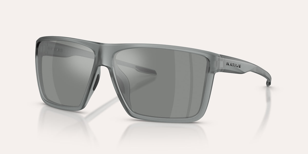 Native Eyewear Tavern XL Matte Smoke Grey Frame with Silver Reflex Polarized Lens Sunglasses 905005