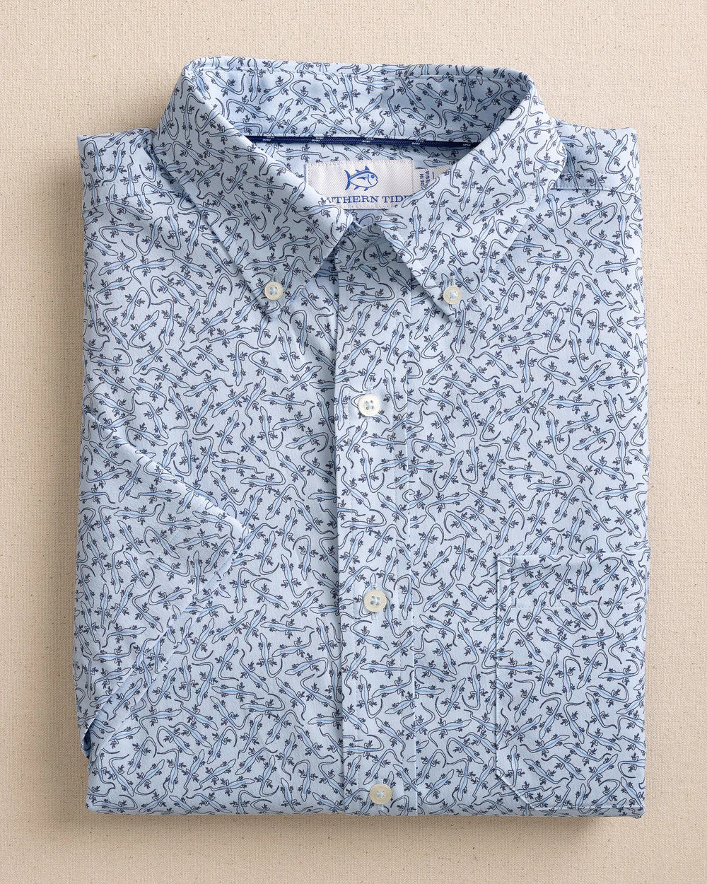Southern Tide Intercoastal Iguana Glee Sportshirt SS Cerulean