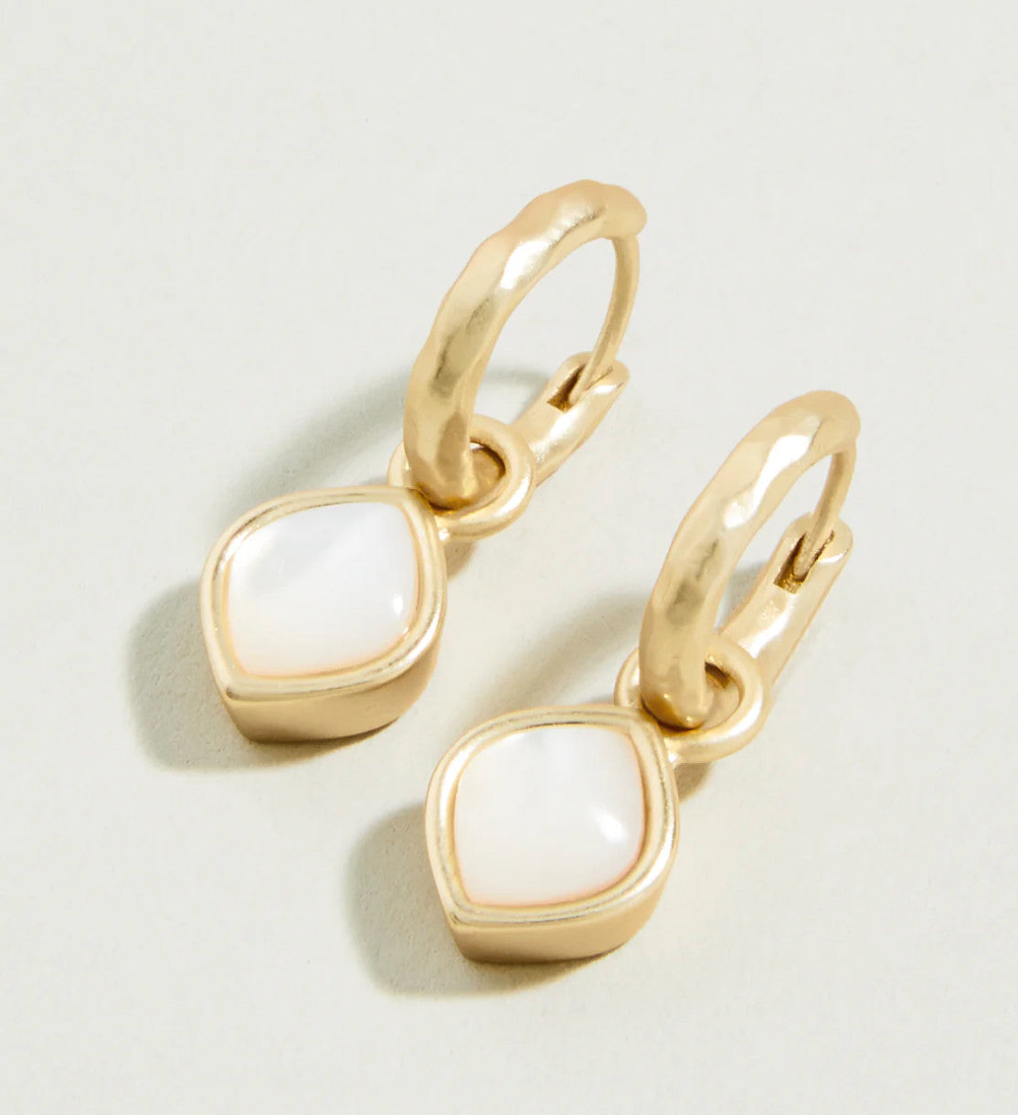 Spartina Maera Drop Hoop Earrings Mother of Pearl / Gold