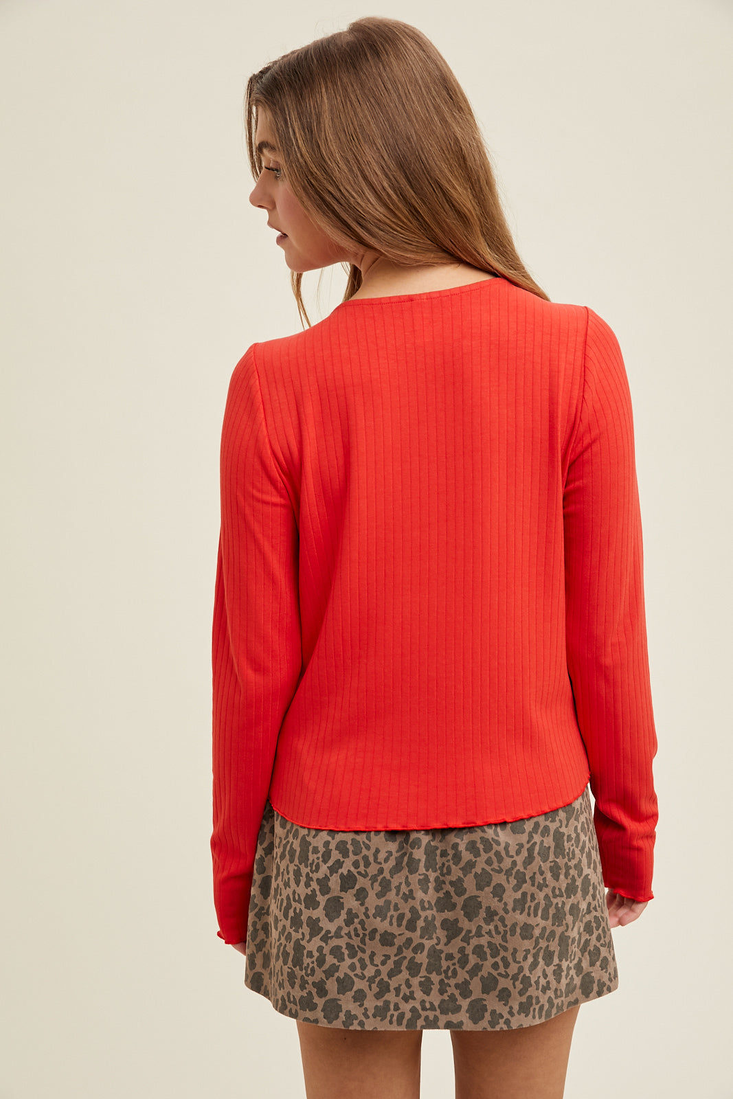 Shaddow and Fish Eliza Knit Top LS Red