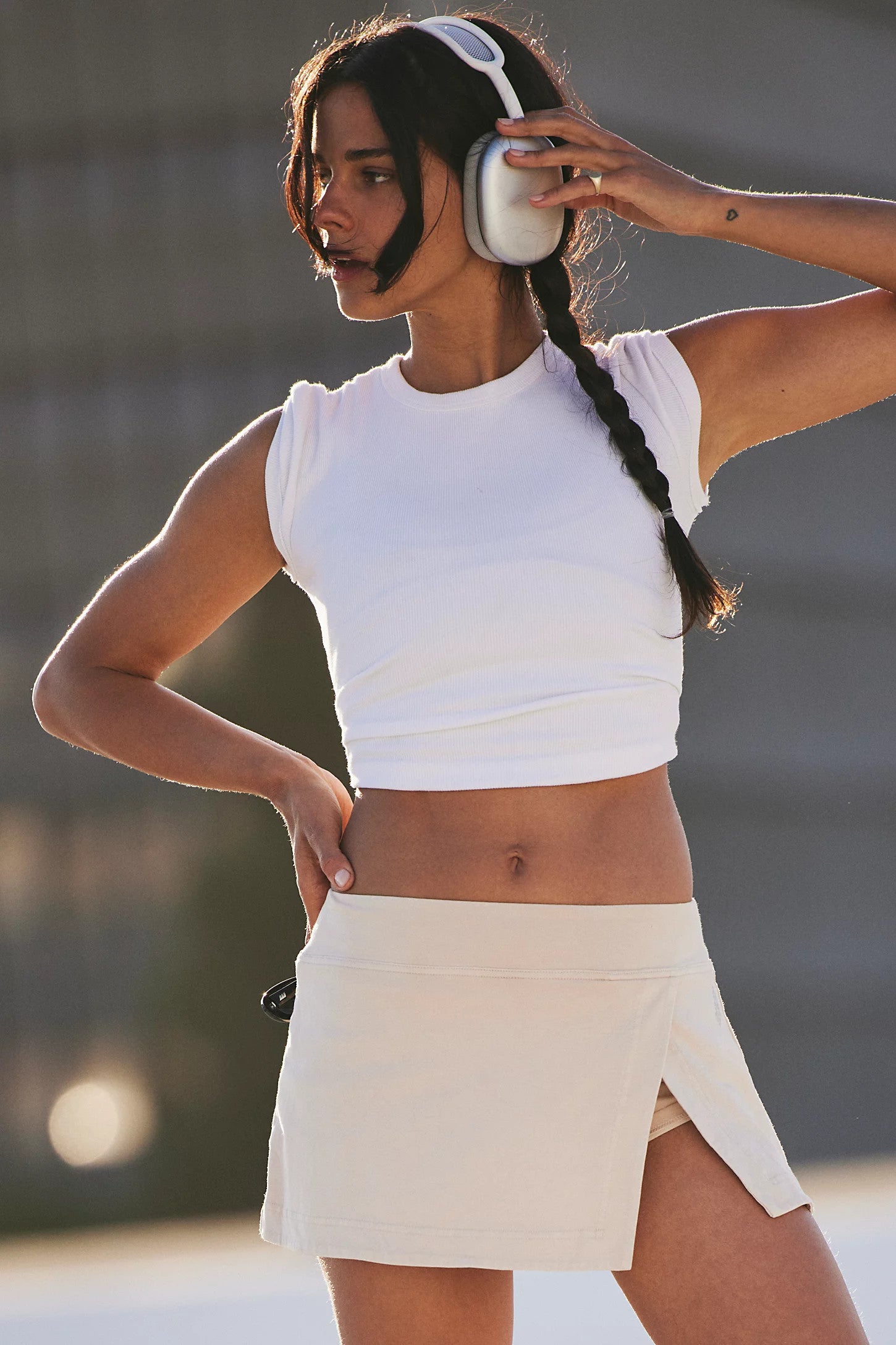 Free People Hot Shot Mini Skort Cappucino