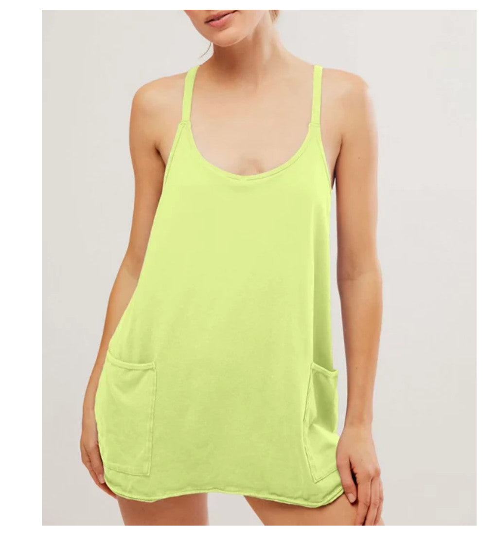 Free People Hot Shot Mini Dress Sour Citrus