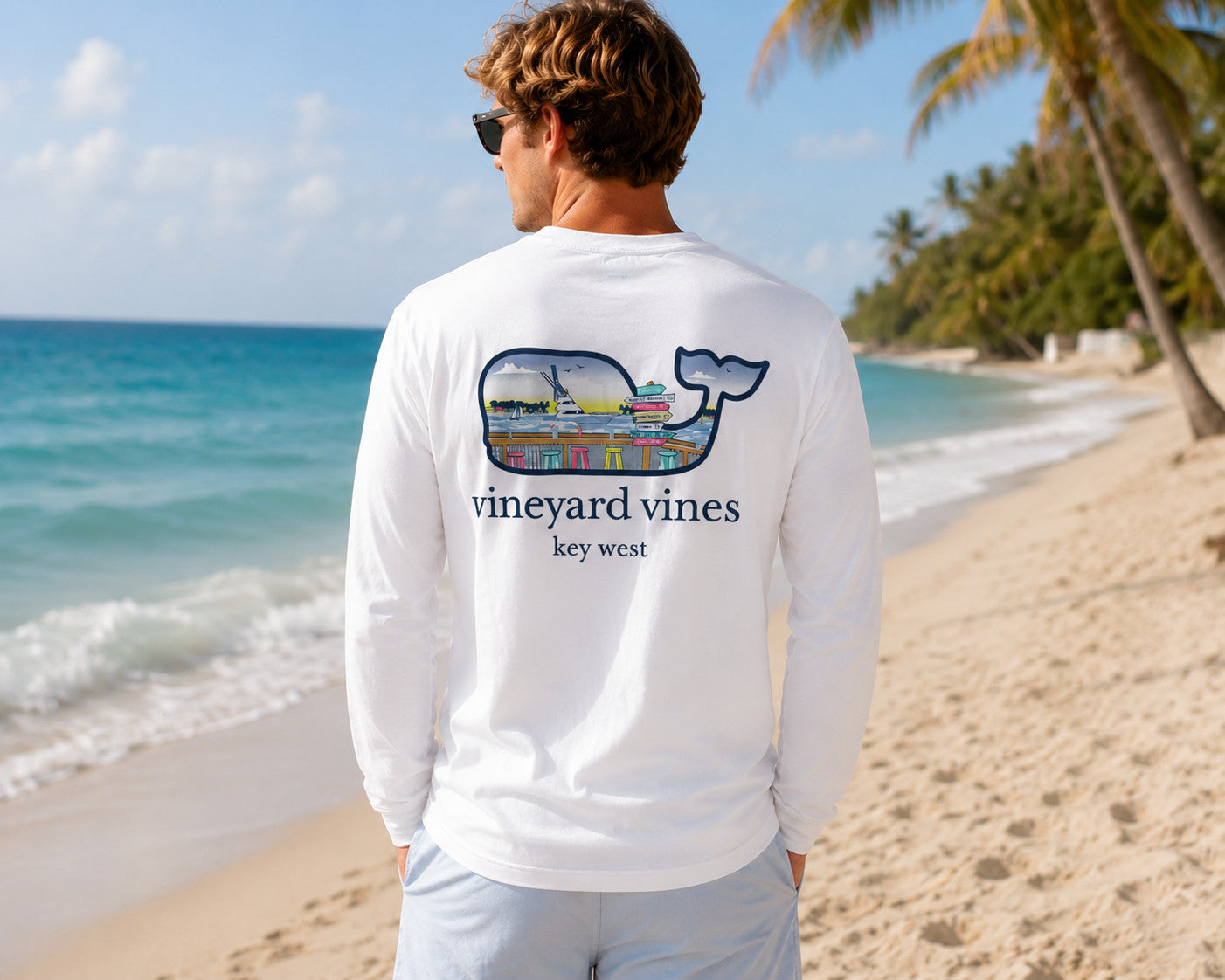 Vineyard Vines Bar Scene Key West Pocket Tee Long Sleeve