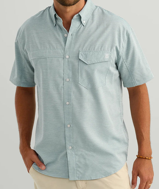 HUK Tide Point Heather Ripstop SS Shirt Aqua Haze Heather