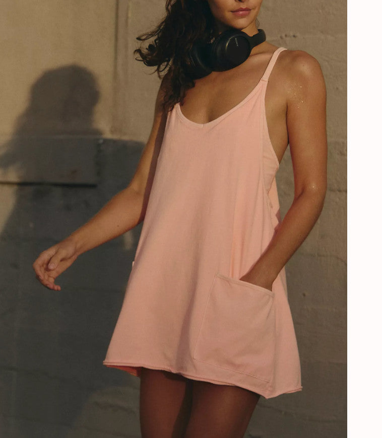 Free People Hot Shot Mini Dress Pastel Peach
