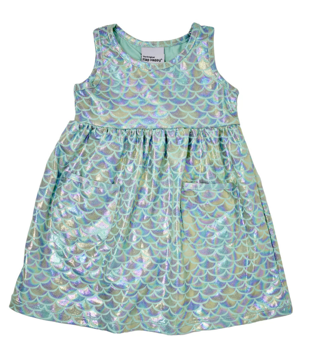 Flap Happy UPF 50+ Dahlia Sleeveless Tee Dress Fairy Tale Scales
