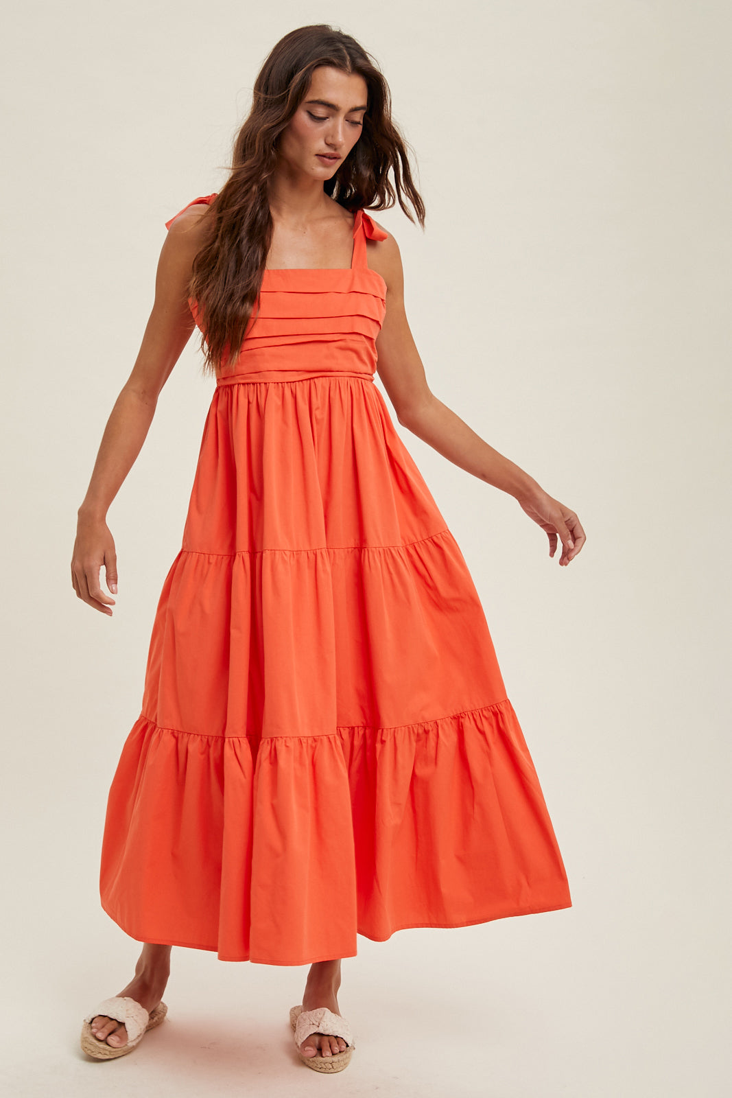 Shaddow and Fish Ellie Pleaded Midi Dress Poppy