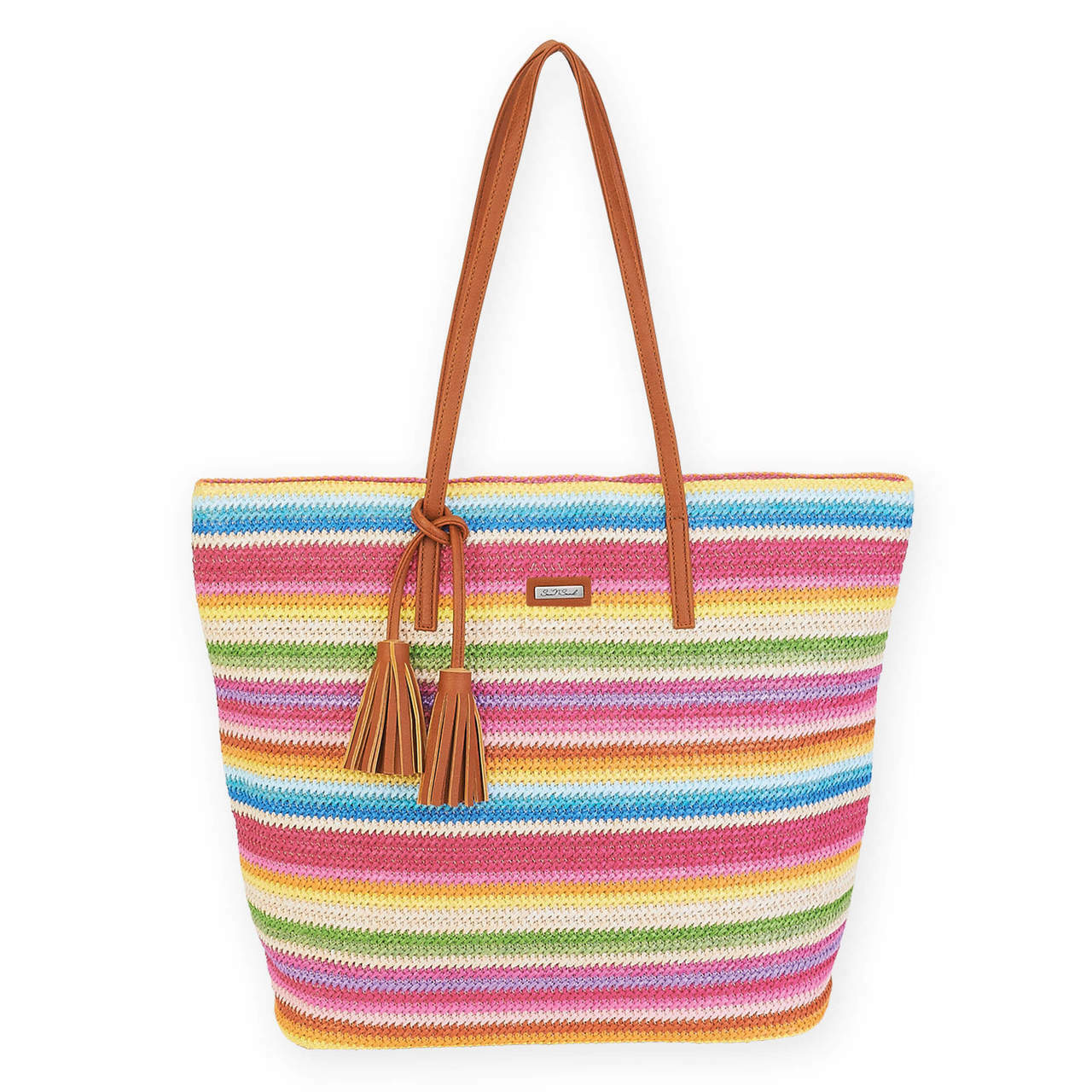 Sun 'N' Sand Stripes Poly Straw Shoulder Tote