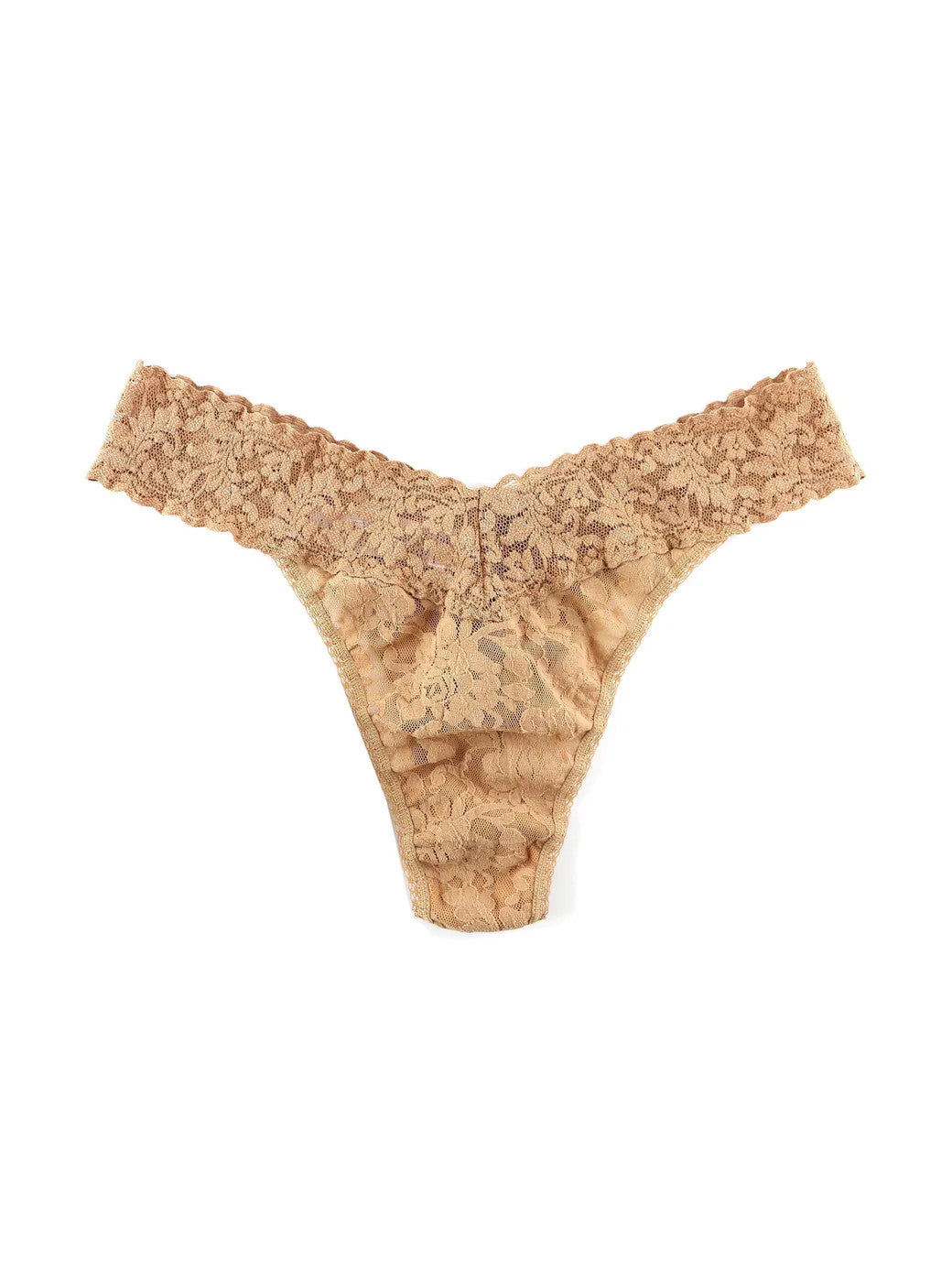 Hanky Panky Rolled Signature Original Lace Rolled Thong Solid Sun Tan O/S