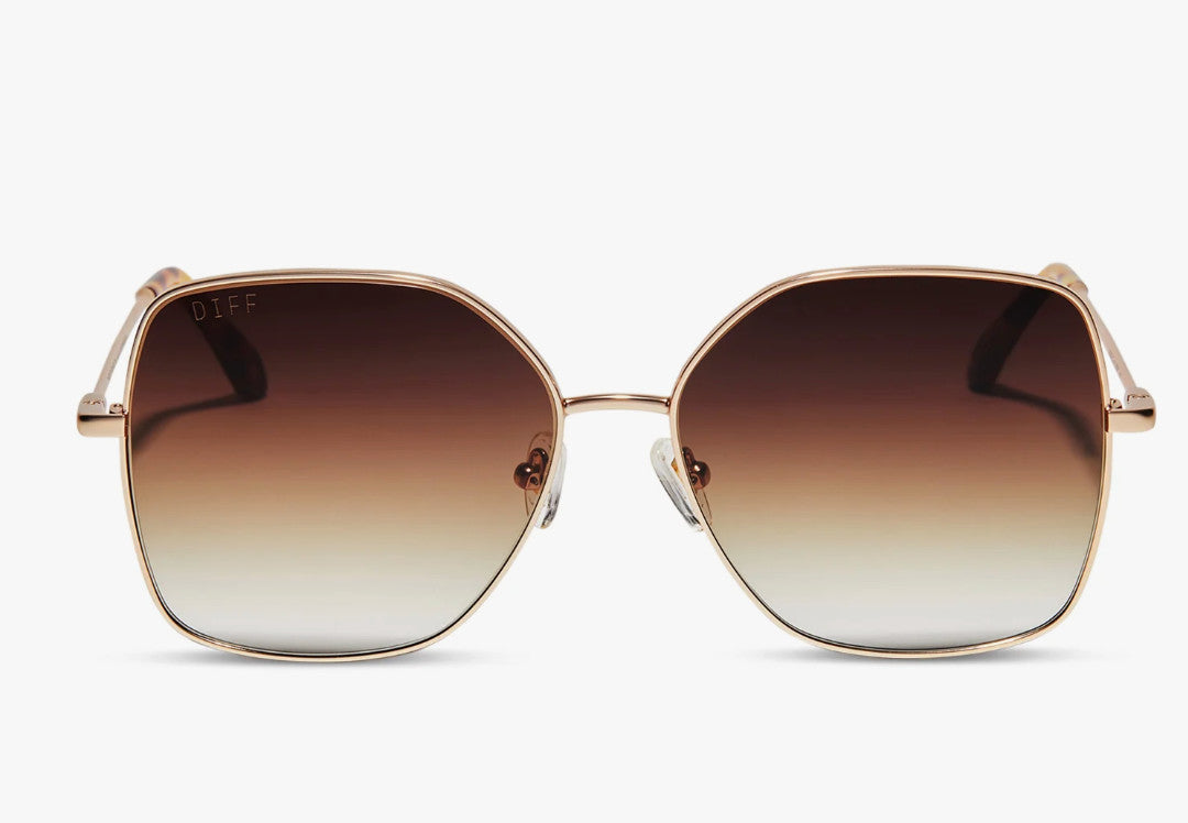 Diff Iris Matte Gold Sharp Brown Frame w/ Brown Gradient Lens Sunglasses