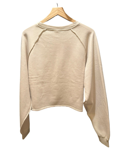 Pacific & Co Key West Mineral Washed Cropped Crew Neck Sweater Oyster