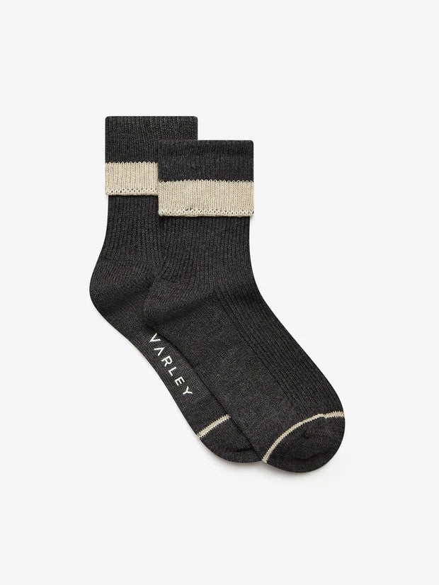 VARLEY Kerry Plush Roll Top Sock Charcoal/ Sandshell