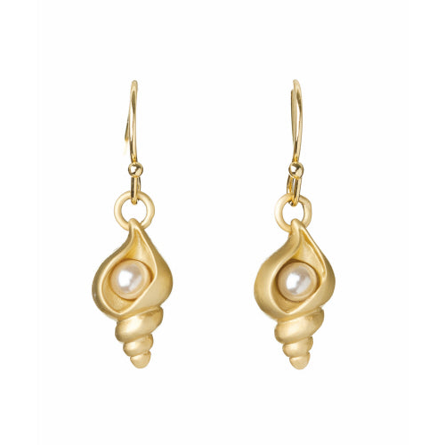 Spartina Shell Listen Sea La Vie Drop Earrings Gold