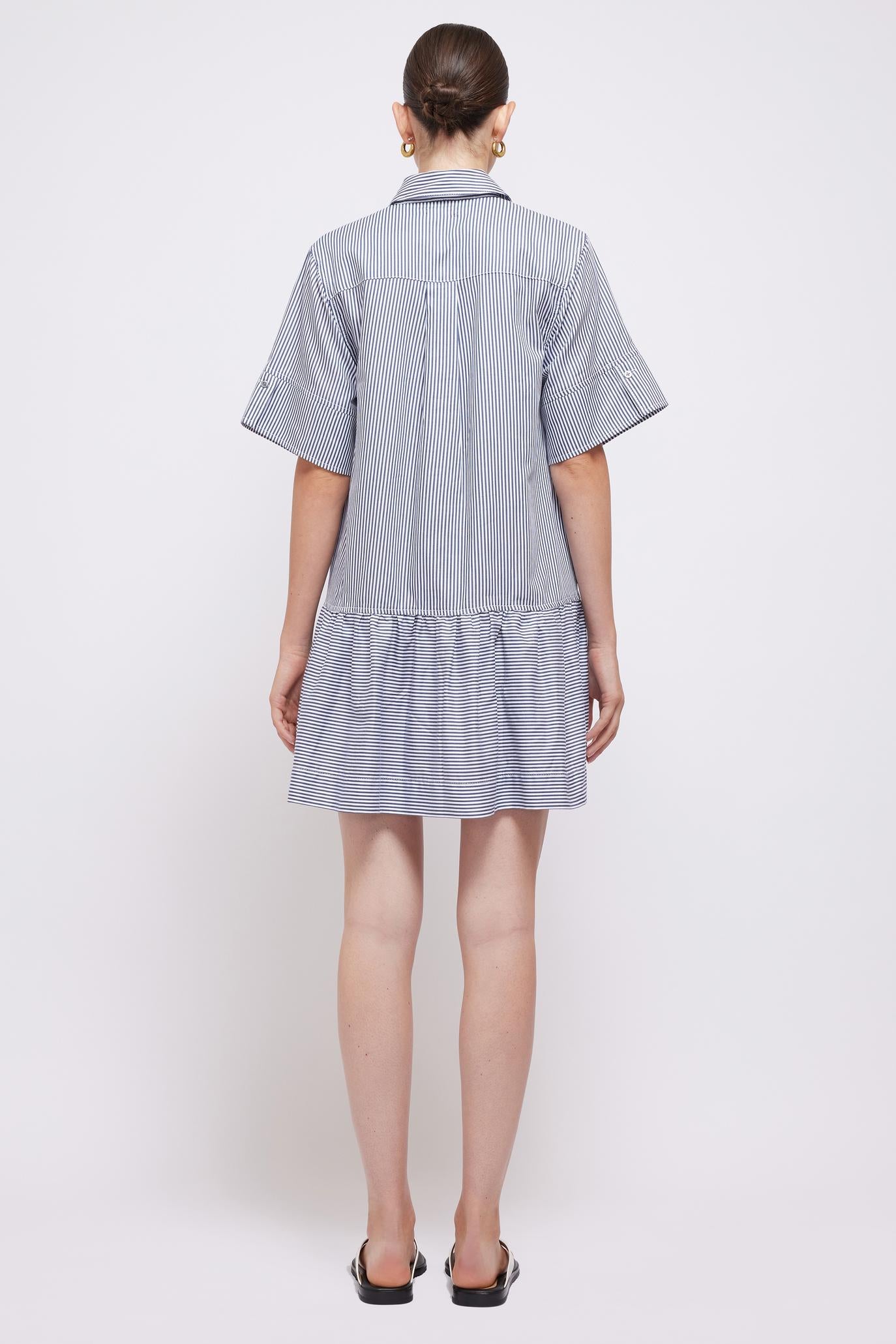 SIMKHAI Cris Shirt Dress S/S Midnight Stripe*