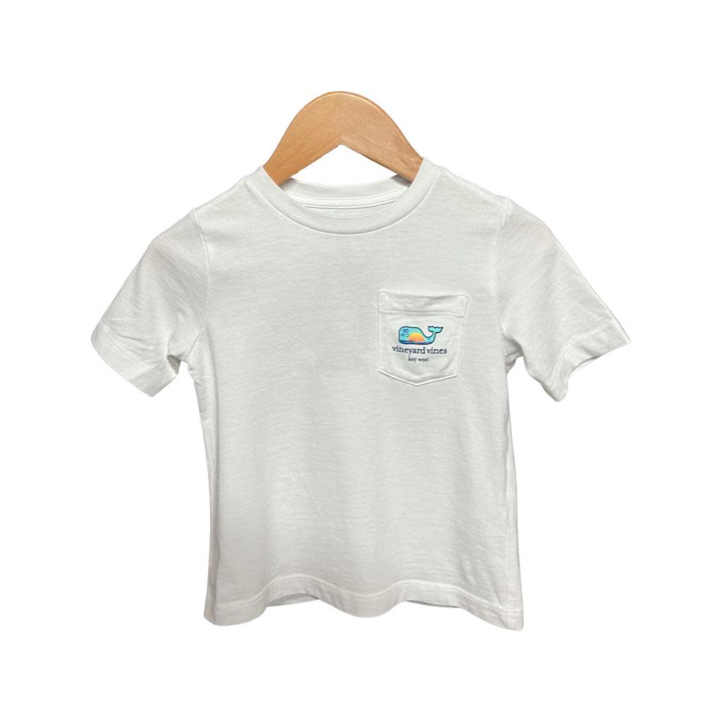 Vineyard Vines Kids Sunset Fill Key West White Pocket Tee SS