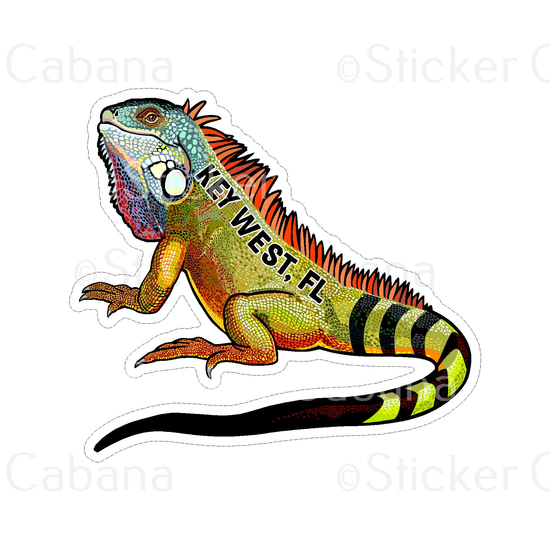 Sticker Cabana Key West Iguana Large Sticker