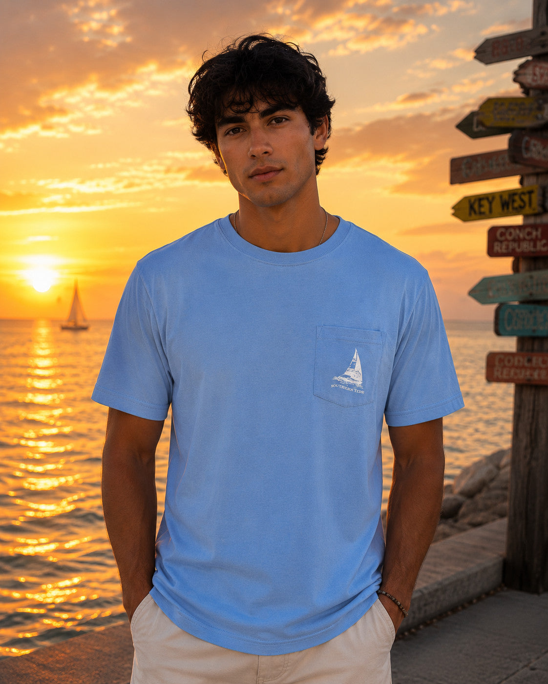 Southern Tide Key West Set Sail Trip Tee SS Ocean Channel